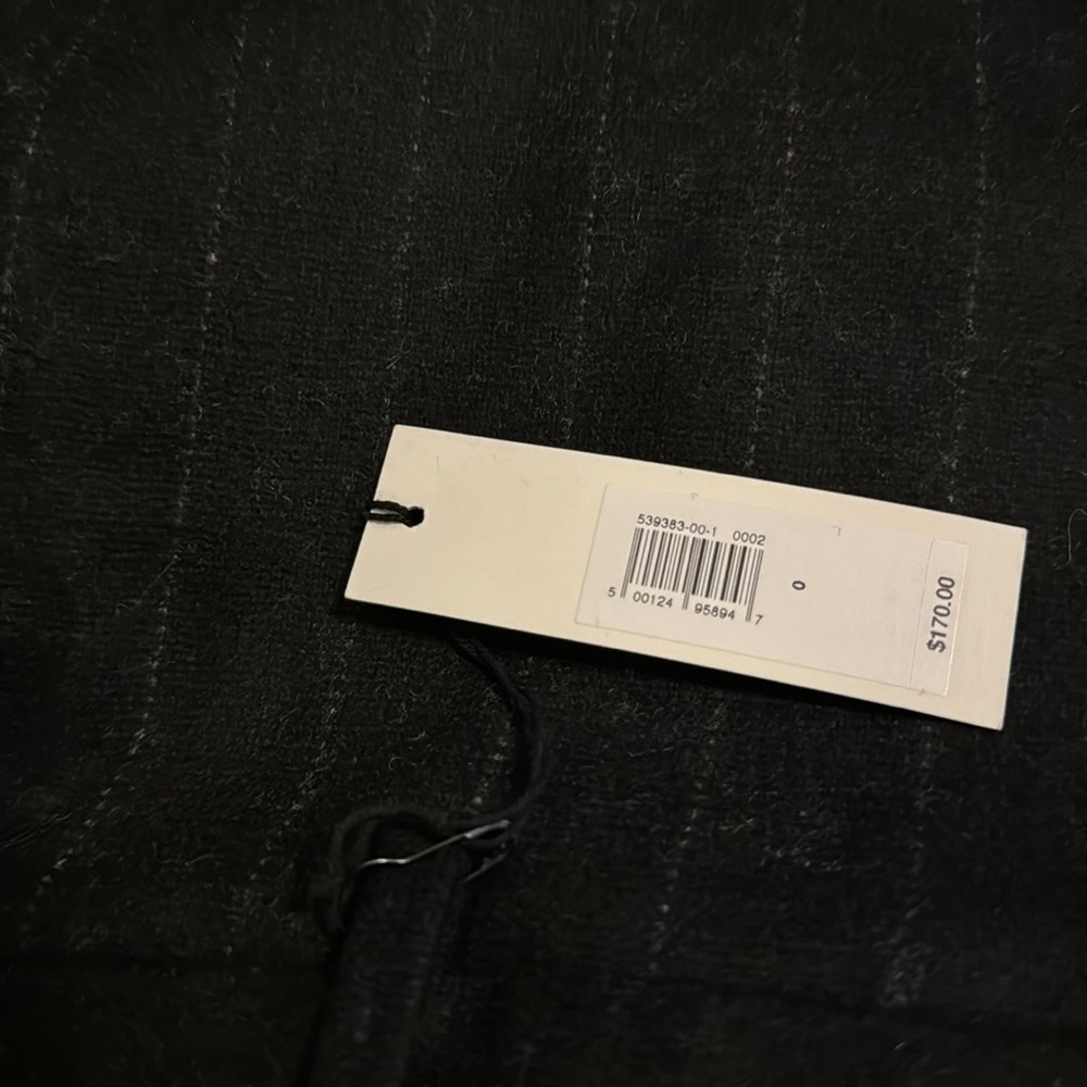 NWT! BANANA REPUBLIC WOMENS BLACK STRIPE HIGH-RISE WIDE-LEG FLARE FLANNEL PANT - Picture 5 of 9